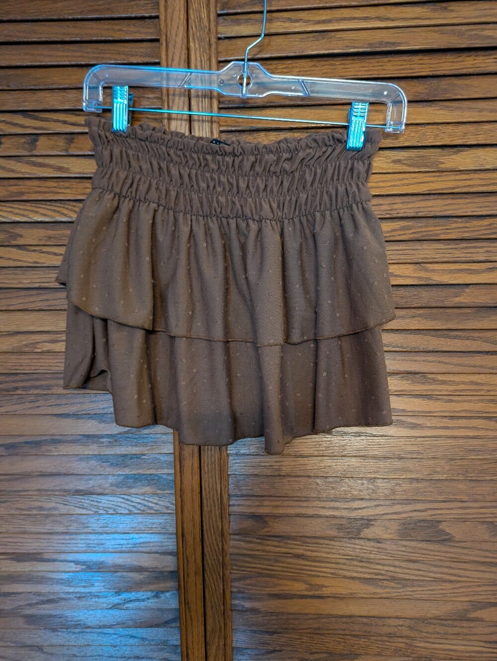 21 Saints New Brown Mini Skirt Smocked Waist Size Medium